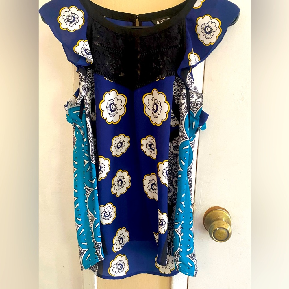 Express Blue Floral Women's Top sz Small